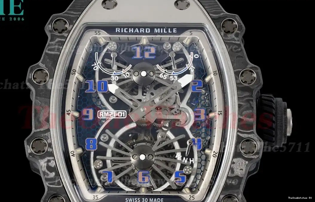 Rubber Skeleton strap Tourbillon With RM21-01 Black RMF Dial Transparent 0430